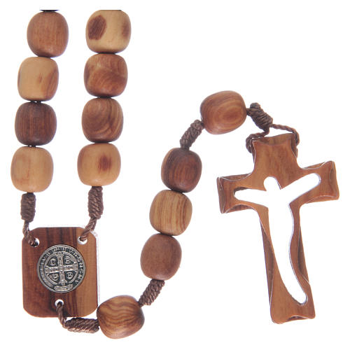 Rosary in olive wood and carved cross 2