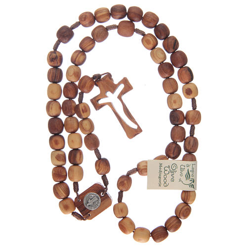 Rosary in olive wood and carved cross 4