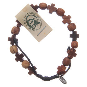 Pulseiras Dezena Terço da Paz: Pulseira madeira oliveira com cruzes e contas redondas Pulseiras Dezena Terço da Paz: Pulseira madeira oliveira com cruzes e contas redondas