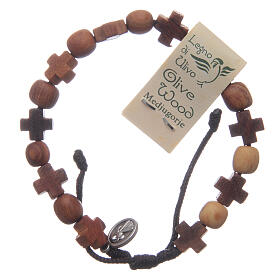 Pulseiras Dezena Terço da Paz: Pulseira madeira oliveira com cruzes e contas redondas Pulseiras Dezena Terço da Paz: Pulseira madeira oliveira com cruzes e contas redondas