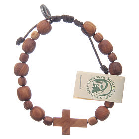 Bracelet en bois d'olivier avec croix