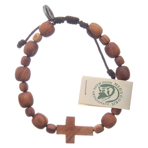 Bracelet en bois d'olivier avec croix 2