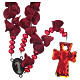 Rosary with small ceramic roses red s2