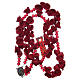 Rosary with small ceramic roses red s4