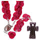 Rosario con roselline in ceramica di colore fucsia s1