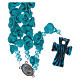 Rosary with small roses ceramic light blue s1
