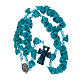 Rosary with small roses ceramic light blue s4