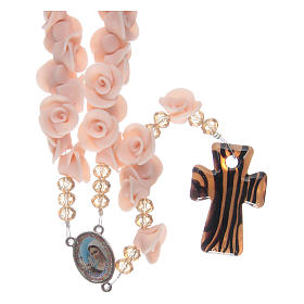 Rosary with small roses ceramic pink