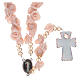 Rosary with small roses ceramic pink s2