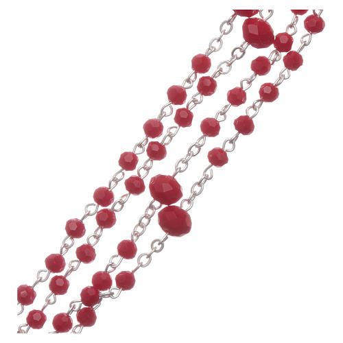 Rosenkranz aus Medjugorje, Perlen aus roten Kristallen, 4 mm 3