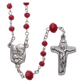 Medjugorje rosary necklace in red crystal 4 mm