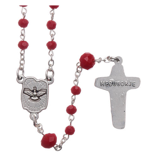 Medjugorje rosary necklace in red crystal 4 mm 2