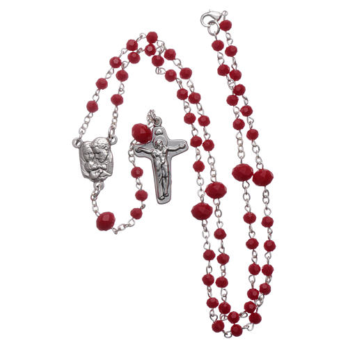 Medjugorje rosary necklace in red crystal 4 mm 4