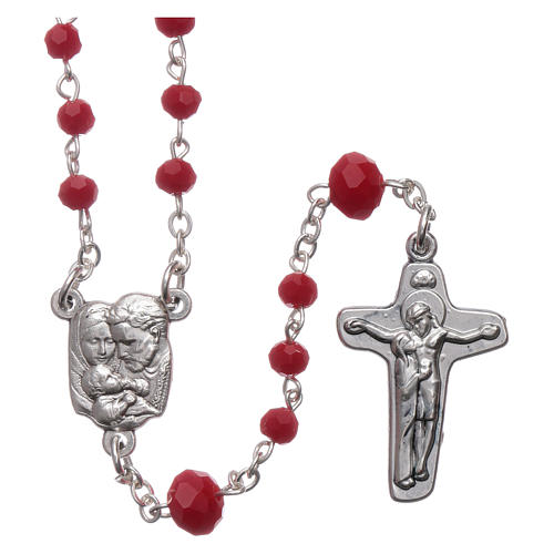 Medjugorje rosary necklace in red crystal 4 mm 1