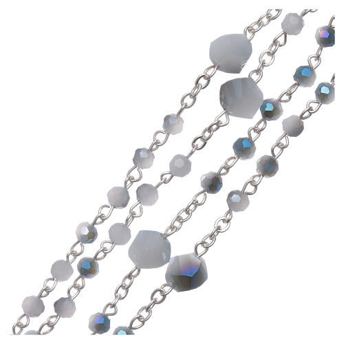 Rosenkranz aus Medjugorje, Perlen aus weißen und blauen Kristallen, 4 mm 3