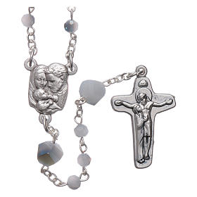 Medjugorje rosary necklace in white crystal 4 mm