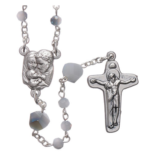 Medjugorje rosary necklace in white crystal 4 mm 1