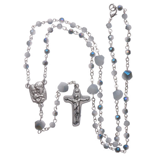 Medjugorje rosary necklace in white crystal 4 mm 4