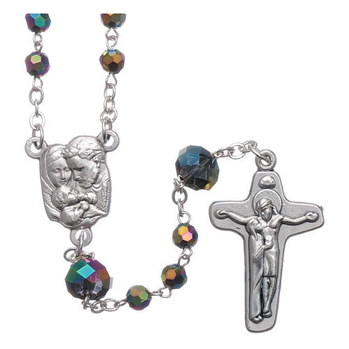 Medjugorje rosary necklace in iridescent crystal 4 mm 1