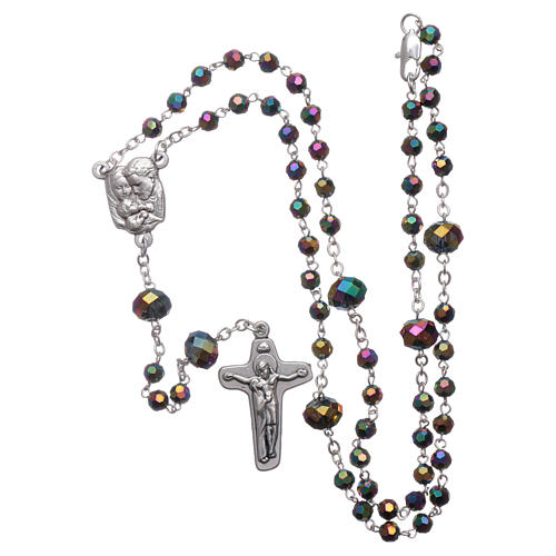 Medjugorje rosary necklace in iridescent crystal 4 mm 4
