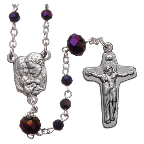 Medjugorje rosary necklace in purple crystal 4 mm 1