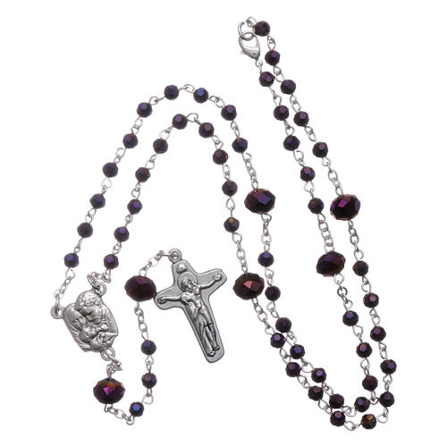 Medjugorje rosary necklace in purple crystal 4 mm 4