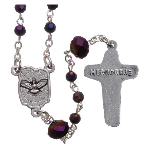 Rosario collana Medjugorje cristallo viola 4 mm 2