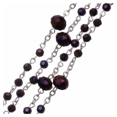 Rosario collana Medjugorje cristallo viola 4 mm 3