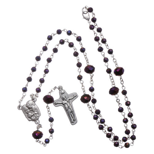 Rosario collana Medjugorje cristallo viola 4 mm 4