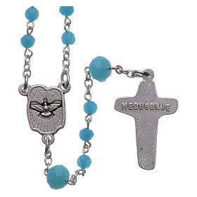 Medjugorje rosary necklace in light blue crystal 4 mm