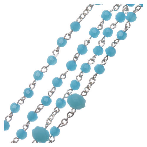Medjugorje rosary necklace in light blue crystal 4 mm 3