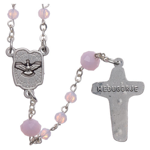 Medjugorje rosary necklace in pink crystal 4 mm 2