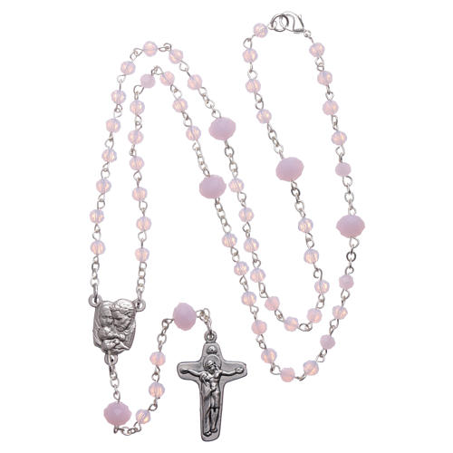 Medjugorje rosary necklace in pink crystal 4 mm 4