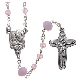 Medjugorje rosary necklace in pink crystal 4 mm