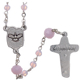 Medjugorje rosary necklace in pink crystal 4 mm