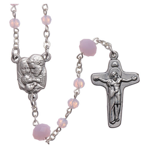 Medjugorje rosary necklace in pink crystal 4 mm 1