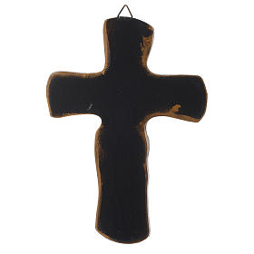 Crucifix Medjugorje résine effet bronze argenté 20 cm