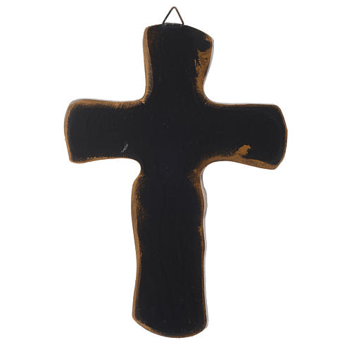 Crucifix Medjugorje résine effet bronze argenté 20 cm 2