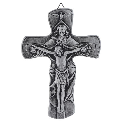 Crucifixo Medjugorje resina prateado 20 cm 1