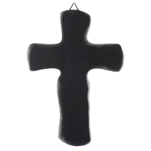 Crucifixo Medjugorje resina prateado 20 cm 2