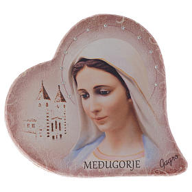 Imagen corazón piedra Virgen Medjugorje e iglesia h 15 cm