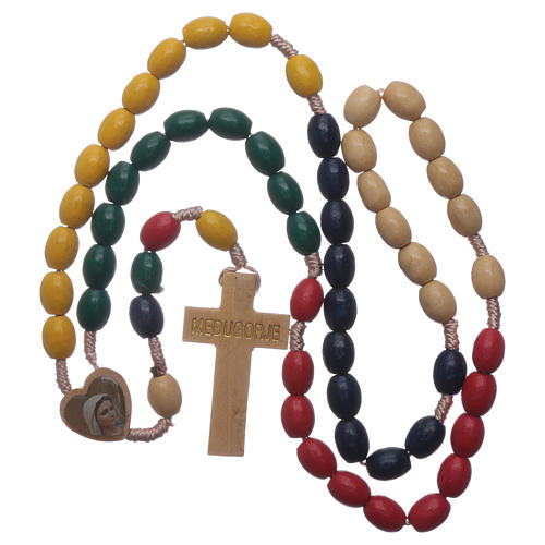 Rosary in multicoloured wood Our Lady of Medjugorje 4