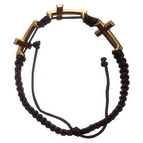 Bracelet Medjugorje 3 croix strass corde noire