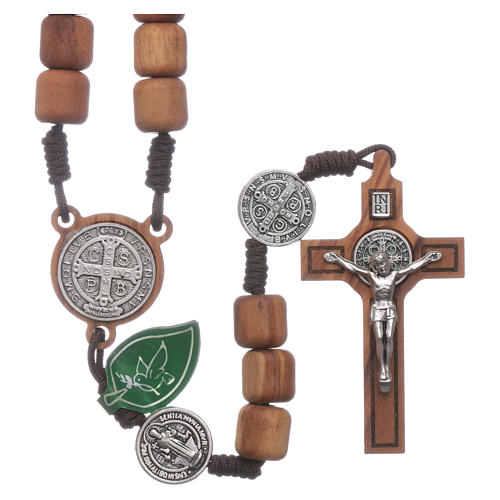 Medjugorje rosary in olive wood Saint Benedict 10 mm 1