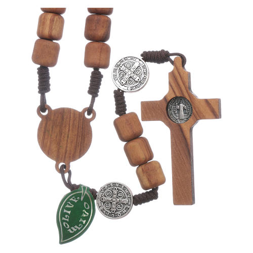 Medjugorje rosary in olive wood Saint Benedict 10 mm 2