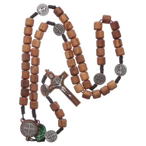 Medjugorje rosary in olive wood Saint Benedict 10 mm 4