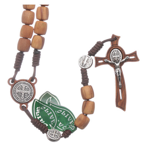 Medjugorje rosary in olive wood with crosses Saint Benedict 8 mm 1
