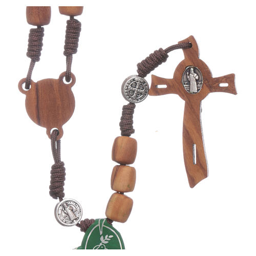 Medjugorje rosary in olive wood with crosses Saint Benedict 8 mm 2