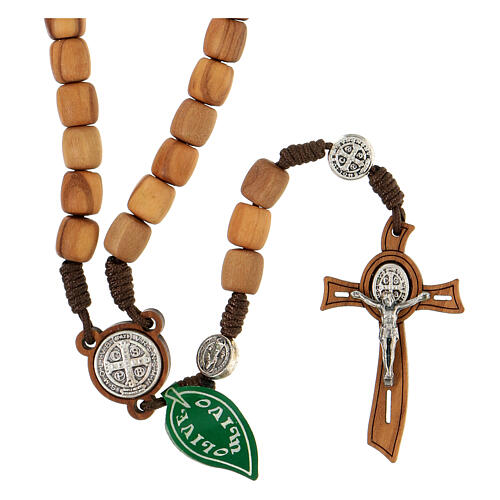Medjugorje rosary in olive wood Saint Benedict 8 mm 1