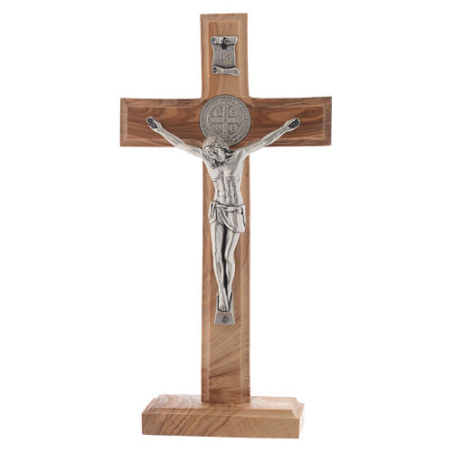 Medjugorje table crucifix in olive wood 21 cm 1